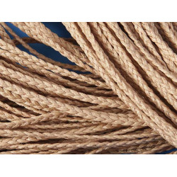 Waxed Plaited 3 strand Polyester Cord, by the metre, FINE 2.0x1.0mm, Caramel