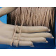 Waxed Plaited 3 strand Polyester Cord, by the metre, THICK, Beige