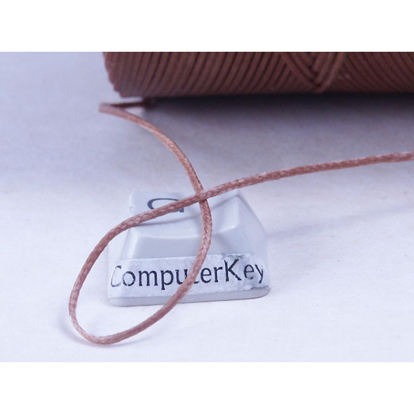 Waxed Polyester Cord, woven, 0.8mm or 1.0mm, Light Brown, per 5 metres