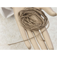 Waxed Plaited 3 strand Polyester Cord, by the metre, FINE 2.0x1.0mm, Natural Flax