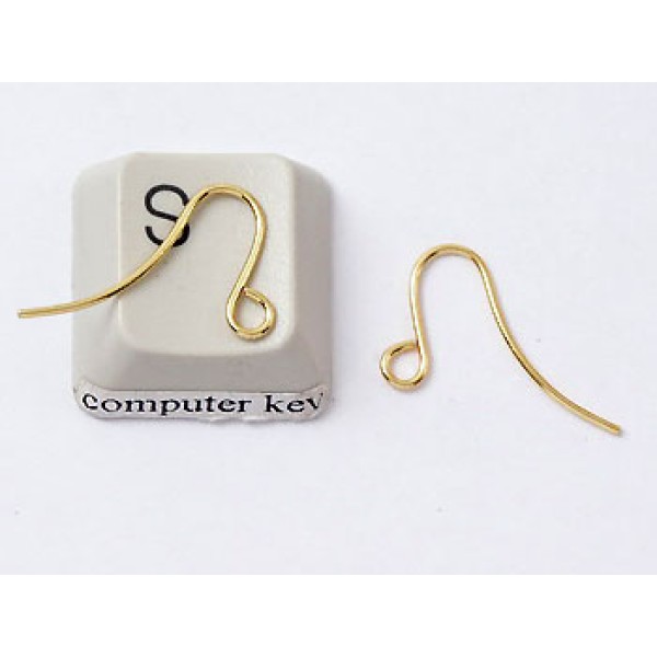 Earring hook, small plain, NF gilt, pair