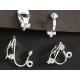 Clip-on Earring with dome and loop, silver plate, pair