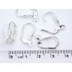 Lever-back French earring clips for pierced ears, NF silver plate, per pair
