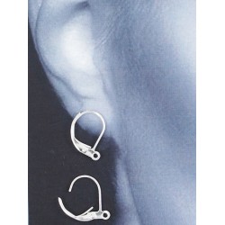 Lever-back French earring clips, silver plate, per pair