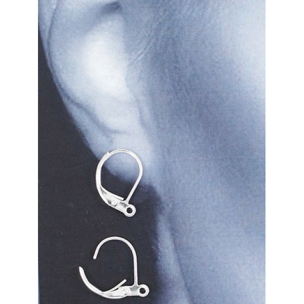 Lever-back French earring clips, silver plate, per pair