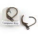 Lever-back French earring clips, NF ant brass, per pair