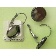 12mm B-Grade Bezel earring setting, lever-back, NF gunmetal black, pair