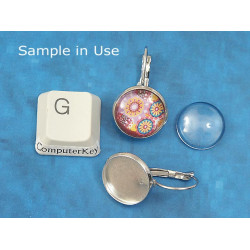 14mm Bezel earring setting, B-grade, NF platinum colour, pair