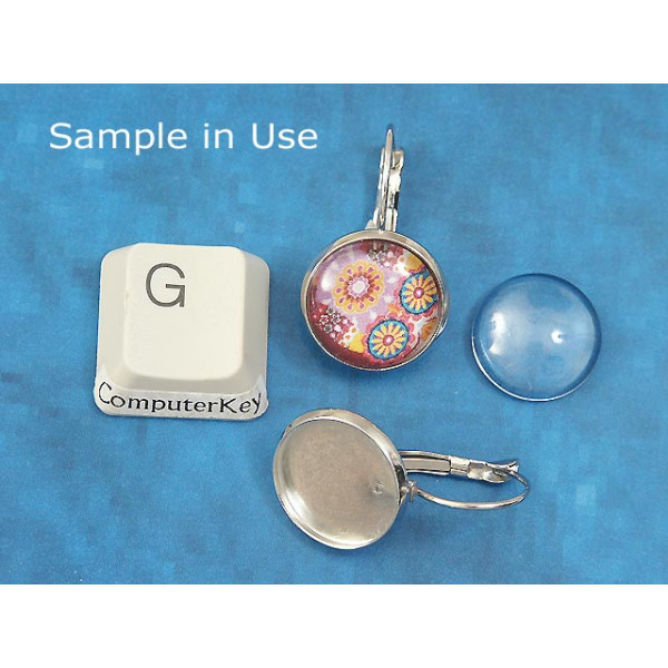 14mm Bezel earring setting, B-grade, NF platinum colour, pair