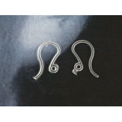 Earring hook, plastic, 10x14, per 10 prs