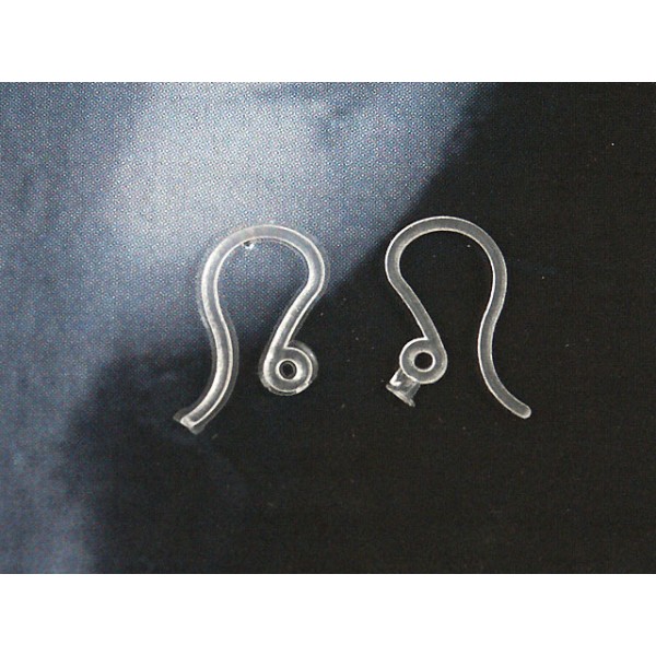 Earring hook, plastic, 10x14, per 10 prs