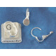 Earring hook with plain pad, small, silver colour, pair