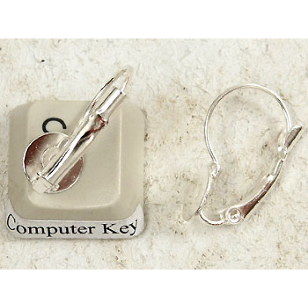 SECONDS Earring hook with plain pad, silver plate, pair