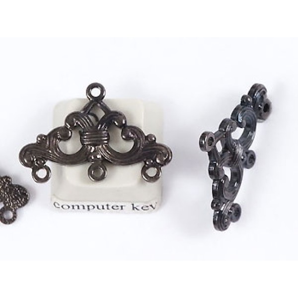 Filigree Chandelier, Triangle, Three Loops, gunmetal black