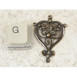 Fancy Filigree, Triangle, Three Loops, antiqued brass, limited stock