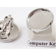 16mm Bezel earring setting, clip-on, NF platinum colour, pair