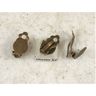 Clip-on earring fitting, with 12mm pad, bronze plate, pair