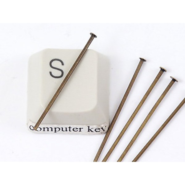 Head Pin, 1 inch, standard, antique brass, bag of 100