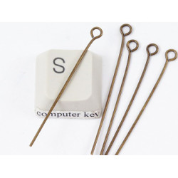 Eye Pin, 1.5 inch (36mm), 0.7mm dia, antique brass, per 50