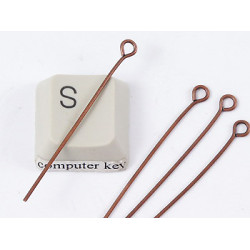 Eye Pin, 1.5 inch (38mm), 0.7mm dia, antique copper, per 50