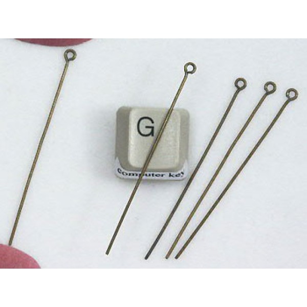 Eye Pin, 50cmx0.7mm, antique bronze plate, per 100