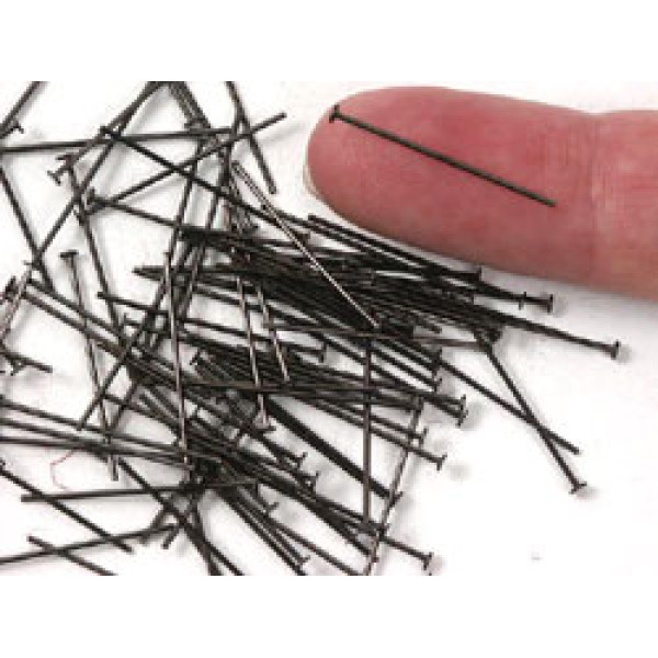 Head Pin, 23mm, Thin, Gunmetal black, bag of 100