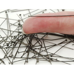 Head Pin, 38mm, Thin, Gunmetal black, bag of 100
