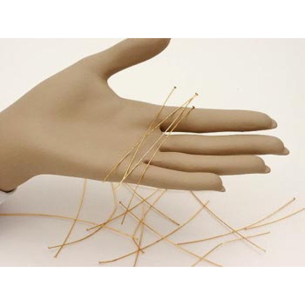 Headpin, extra extra long (100mm) gold plate, each