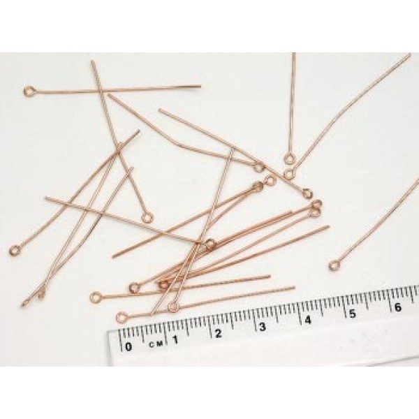 Eye Pin, 1.5 inch, Thin, Copper plate, bag of 100