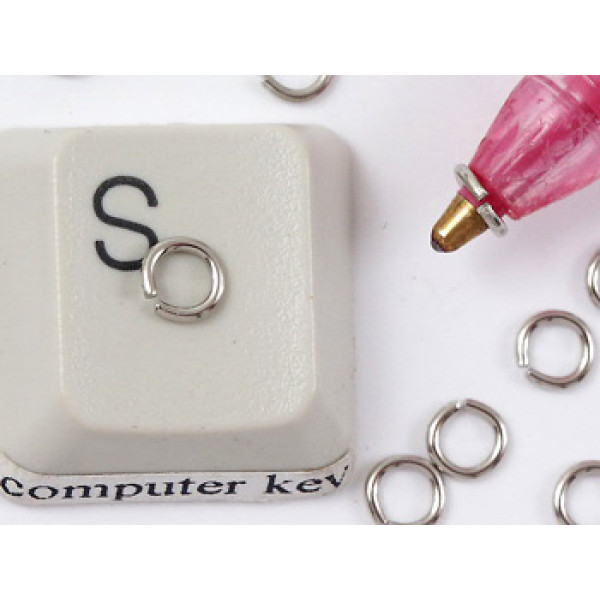 Jump rings, round, 4mm x 0.7mm, Nickel, per 100