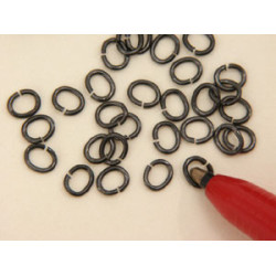 Jump Rings, 3 x 4mm, oval, gunmetal black, per 50