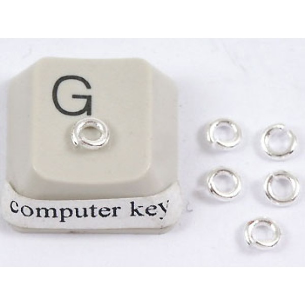 Jump rings, round, 4.3mm x 0.9mm, thick, silver plate, per 100