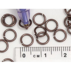 Jump rings, round, 6mm x 0.9mm, ant. copper, per 100