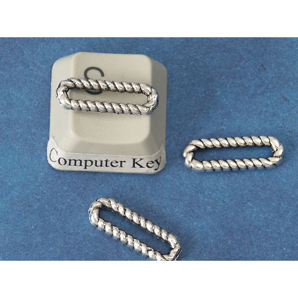 Twist Linking Oval Ring 16x5.5mm, antique silver plate, each