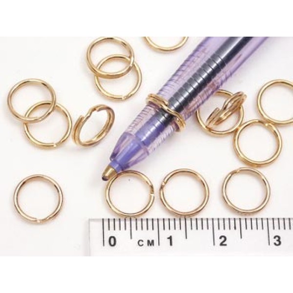 Split Ring, 9mm, NF gilt plate, bag of 100