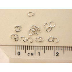 Jump rings, 2.5x3.5mm tiny fine oval, silver plate, per 100