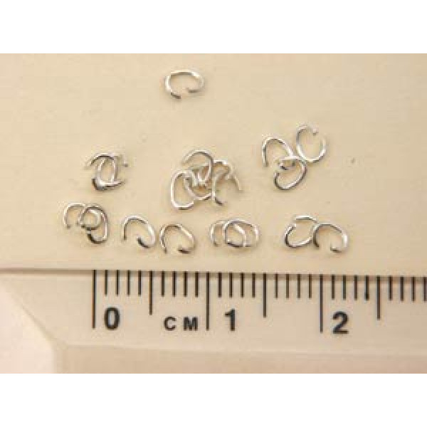 Jump rings, 2.5x3.5mm tiny fine oval, silver plate, per 100