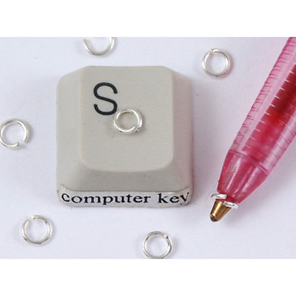 Jump rings, round, 4mm x 0.6mm, NF silver plate, per 100