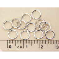 Jump rings, round, 6mm x 0.9mm, silver, per 100