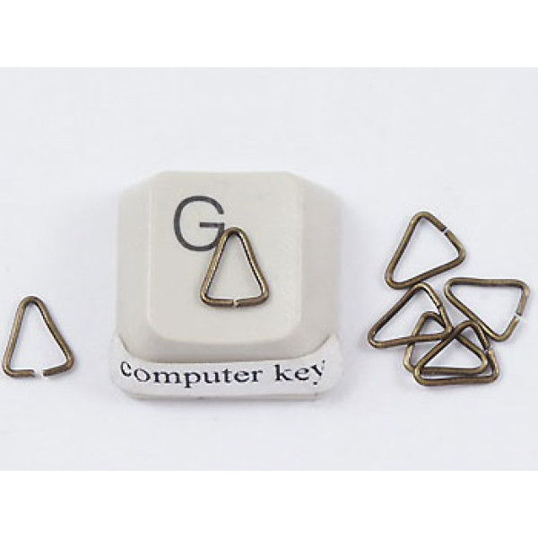 Jump rings, triangle, 6.8x5.4mm, fine, NF ant brass, per 100