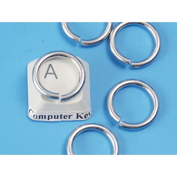 Jump ring, 15mm OD, 2.0mm wire, round, 304 stainless steel, each