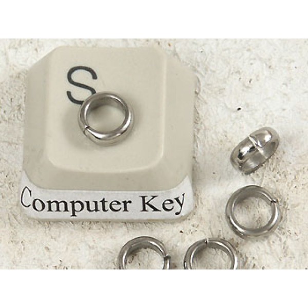 Jump rings, round, 6mm OD, 2.0mm half-round wire, stainless steel, per 50
