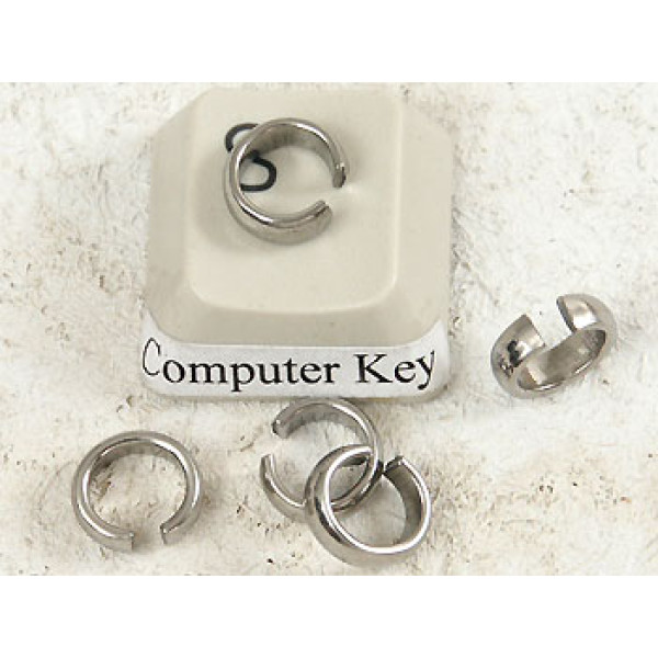 Jump ring, 7mm OD, round, stainless steel, each