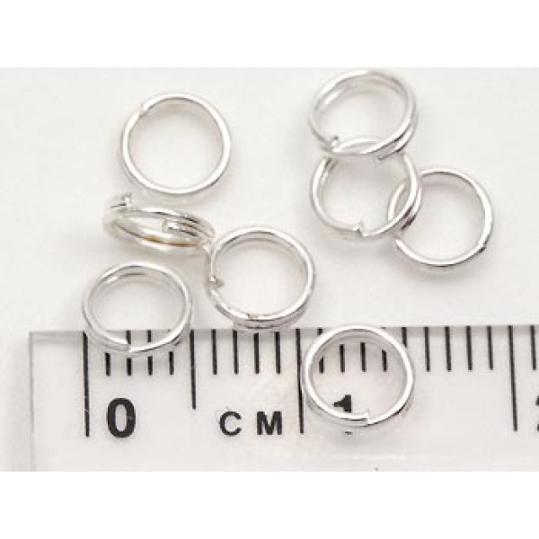 Split Rings, 5mm, NF silver plate, per 50