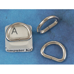 Metal wire-formed D-ring 12.7mm x 7.9mm x 2.5mm Nickel, each
