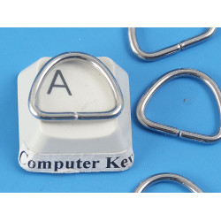 Metal wire-formed D-ring OD 15mm wide  x 12.5mm high x 1.45mm, 304 stainless steel, each