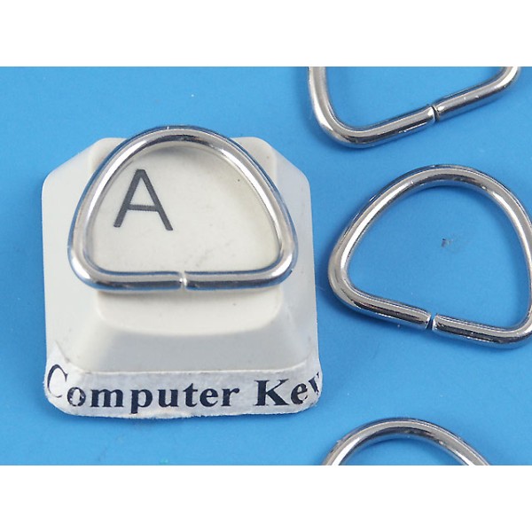 Metal wire-formed D-ring OD 15mm wide  x 12.5mm high x 1.45mm, 304 stainless steel, each