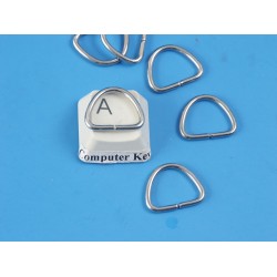 Metal wire-formed D-ring OD 15mm wide  x 12.5mm high x 1.45mm, 304 stainless steel, each