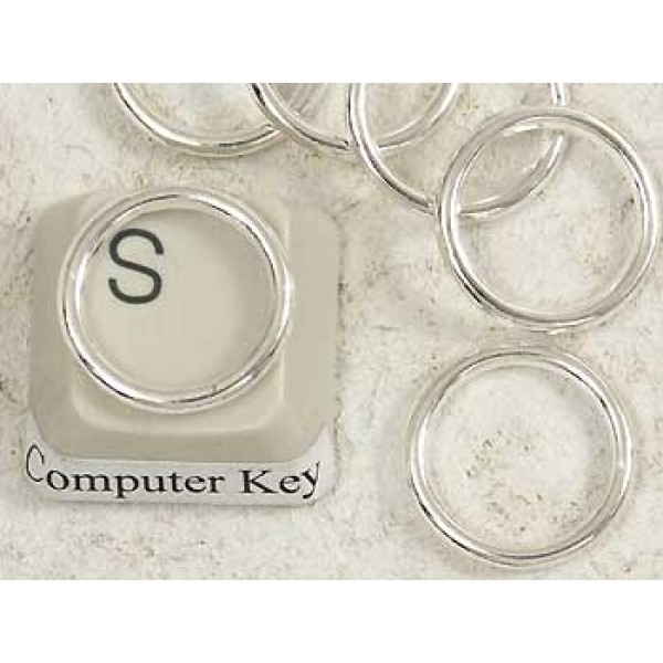 Closed Jump Ring, round, OD 14mm, no join, silver plate, per 50