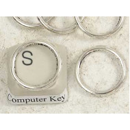 Closed Jump Ring, round, OD 16mm, no join, antiqued silver, each